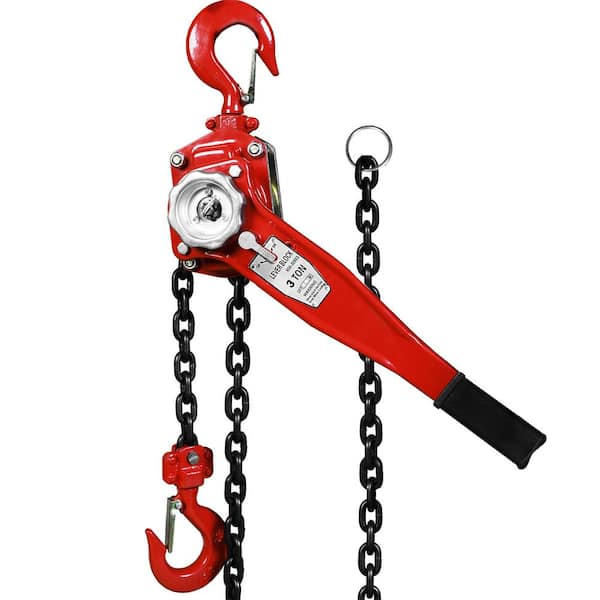 Manual Lever Chain Hoist, 3-Ton 6000 lbs. Capacity, G80 Grade Steel with 2 360° Rotation Hooks