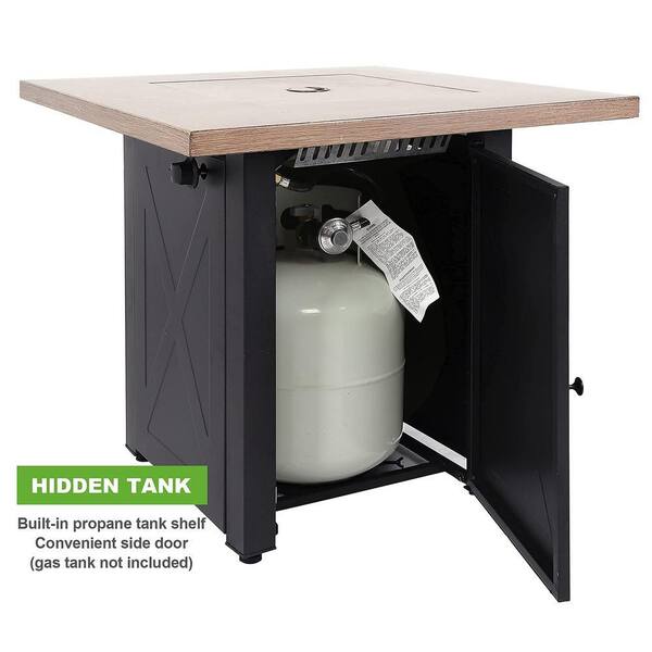 28 in. Square Steel Outdoor Propane Fire Pits Table, 48000 BTU Gas
