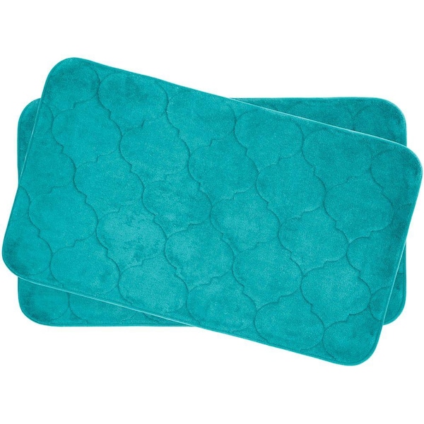 BounceComfort Faymore Turquoise 17 in. x 24 in. Memory Foam Bath Mat Set (2-Piece)