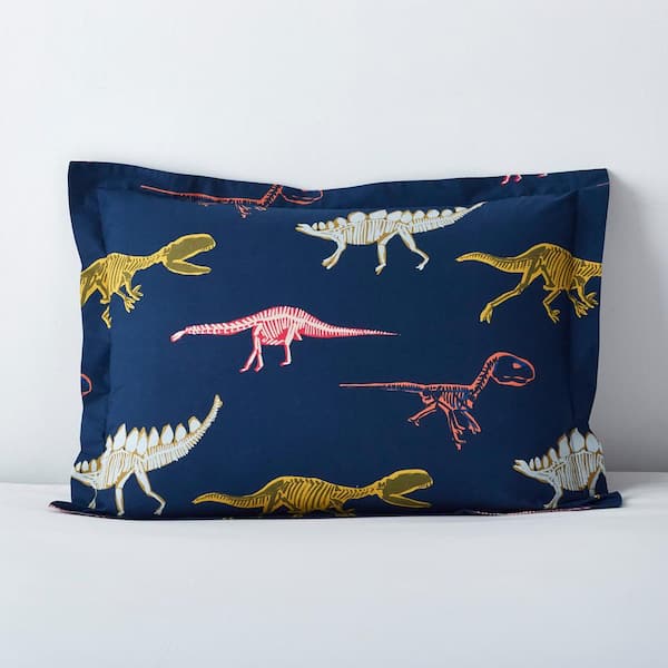 Company Kids by The Company Store Skeleton Dino Multicolored Graphic 200 Thread Count Cotton Percale Standard Sham