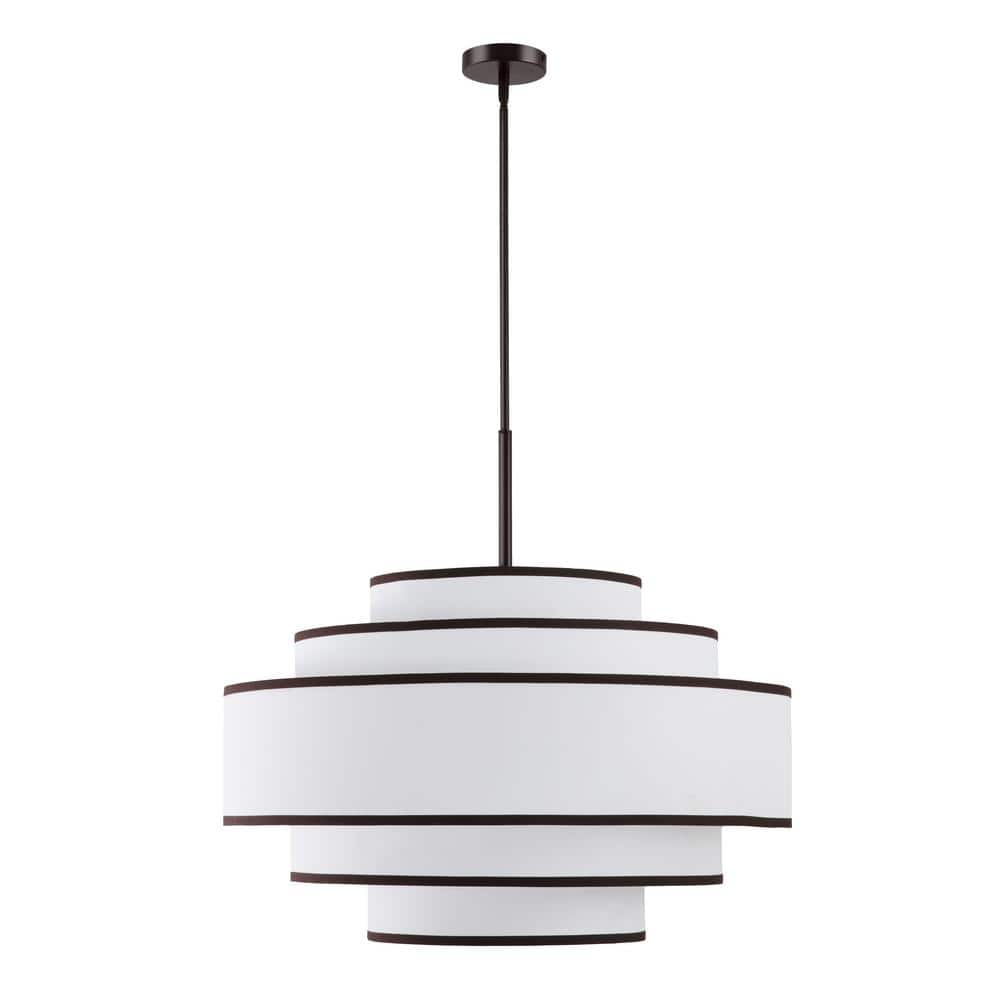 MLiAN 30 in. 7-Light Bronze Tiered Drum Chandelier with White