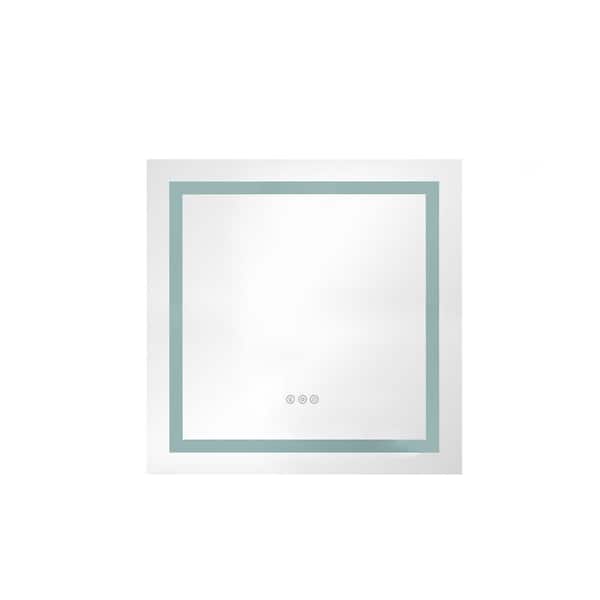 Polibi 36 in. W x 36 in. H Square Frameless Wall Mounted LED Light Bathroom Vanity Mirror, Anti-Fog and Dimmer Function