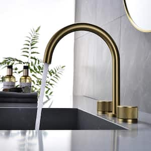 8 in. Widespread Deck Mount 2-Handle Bathroom Faucet in Brushed Gold