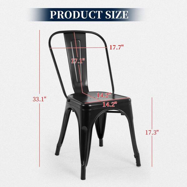 Primehome Stackable Black Tolix Dining Chairs, Set of 4 Indoor