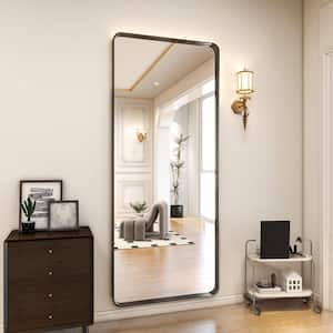 30 in. W x 71 in. H Rectangular Modern Black Aluminum Deep Framed Full Length Mirror Wall Mirror