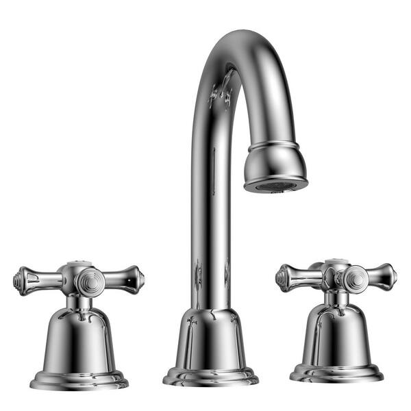 Unbranded 8 in. Widespread Bathroom Faucet with Drain Kit Included in Chrome