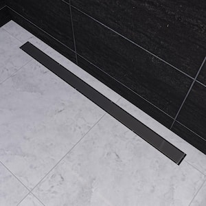 47 in. Linear Shower Drain with Solid Cover in Brushed Stainless Steel