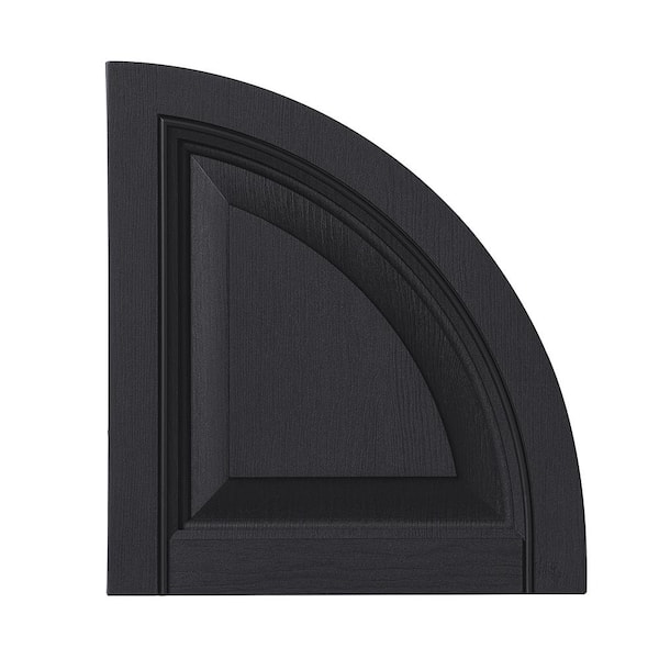 Ply Gem 15 in. x 16 in. Polypropylene Raised Panel Arch Design in Black Shutter Tops Pair