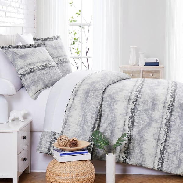 Southshore Fine Linens Abstract 3-Piece Grey King/California King Cotton Duvet Cover Set
