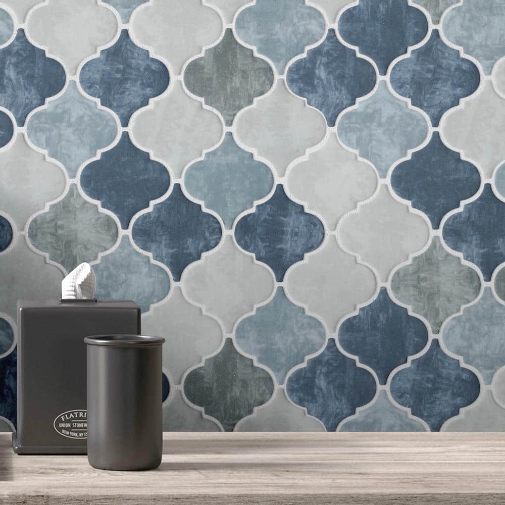 Ecoglassify Art Blue 11.82 in. x 11.82 Arabesque Matte Glass Mosaic Tile Sample price history on PriceWatchPro