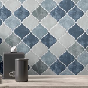 Ecoglassify Art Blue 11.82 in. x 11.82 Arabesque Matte Glass Mosaic Tile Sample