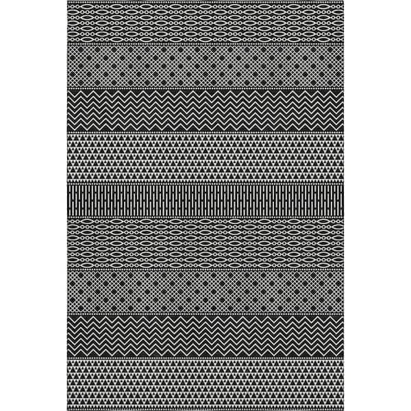 Addison Rugs Mayfield Premium Machine Washable Abstract AMF939 Black 10 ft. x 14 ft. Area Rug