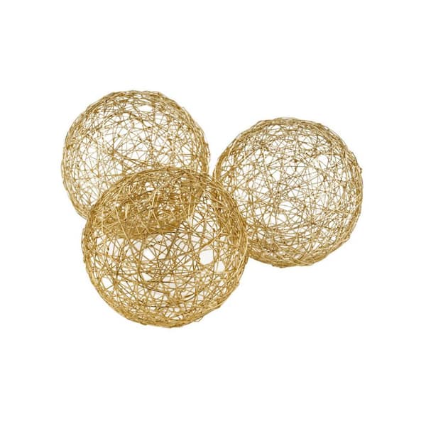 HomeRoots Metal Gold Decorative Orbs Set of 3