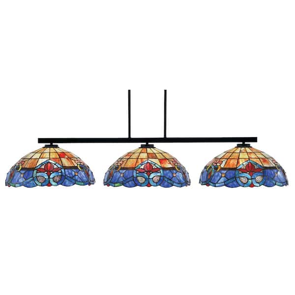 Unbranded Cottonwood 3-Light Matte Black Light Chandelier with Sierra Art Glass Shades