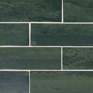Typhoon Green 3 in. x 18 in. Subway Gloss Porcelain Wall and Floor Tile (10.76 sq. ft./Case)