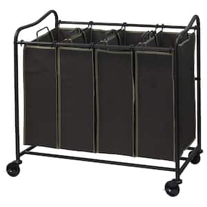32.3 in. W x 17.5 in. D x 33 in. H Fabric Laundry Basket Hamper with Wheels Bronze