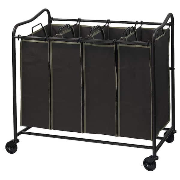 Unbranded 32.3 in. W x 17.5 in. D x 33 in. H Fabric Laundry Basket Hamper with Wheels Bronze