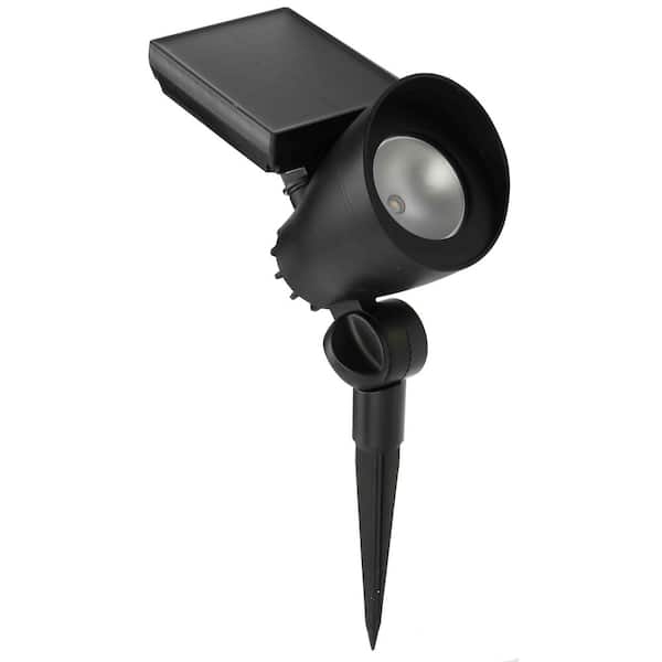 Hampton Bay 55 Lumen Black Solar LED Outdoor Spotlight with Adjustable Head