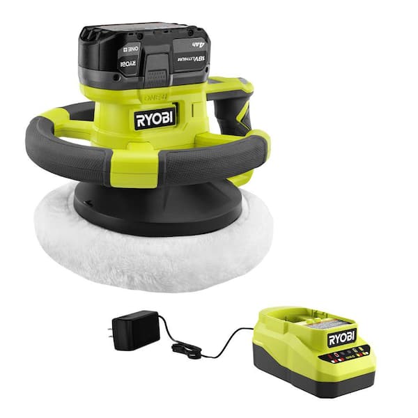 RYOBI ONE+ 18V Cordless 10 in. Variable Speed Random Orbit Buffer Kit with 4.0 Ah Battery and Charger