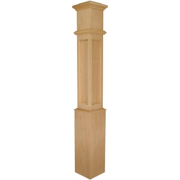 Stair Parts 4098 56 in. x 7-1/2 in. Hard Maple Flat Panel Box Newel Post