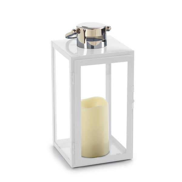 Smart Design Nemo 11 in. White Integrated 1-LED Candle Lantern