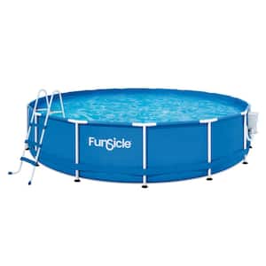 15 ft. Round 36 in. Deep Metal Frame Above Ground Pool with Pump, Blue