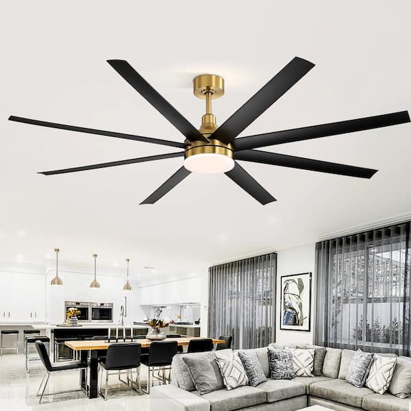 Breezary Archer 72 in. Integrated LED Indoor Black-Blade Gold Ceiling Fans  with Light and Remote Control Included 27023-BLK