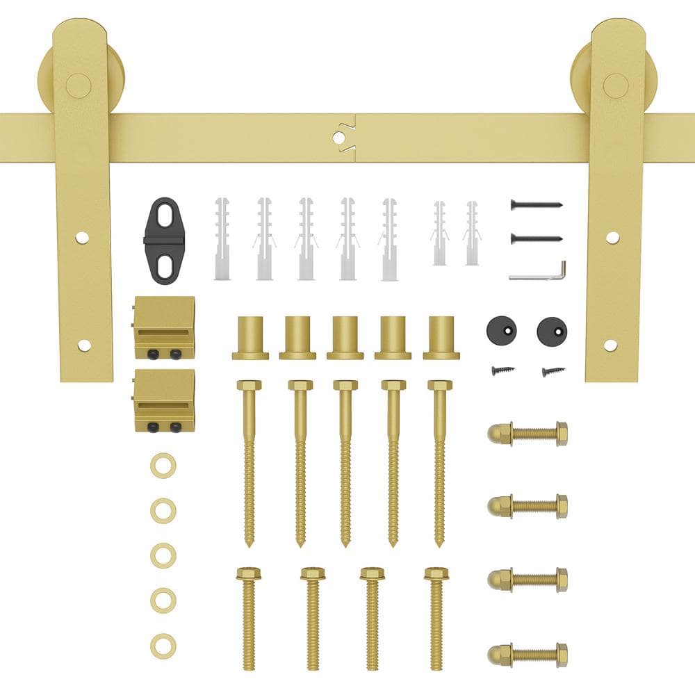 6.6 ft./79 in. Gold Sliding Barn Door Track and Hardware Kit with I-Shape H