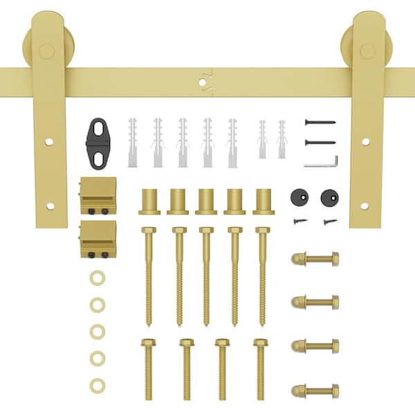 Boyel Living 6.6 ft./79 in. Gold Sliding Barn Door Track and Hardware Kit with I-Shape Hanger For Single Door