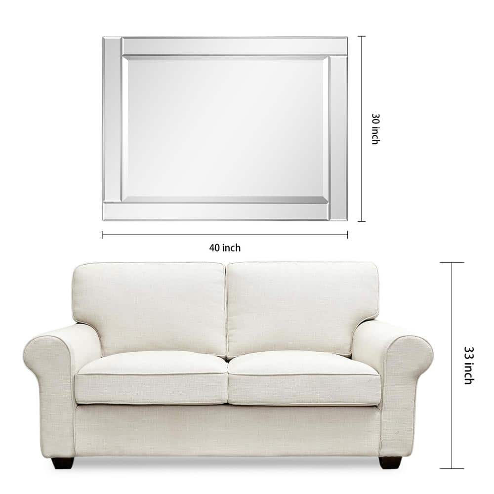 Elegant Full-Length 30x40 Silver Wood Framed Beveled Mirror