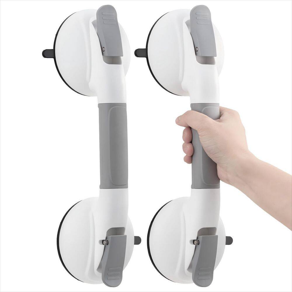15 in. Shower Grab Bar with Upgraded Rubber Suction Cups, Shower Handles for Elderly, Grey (2-Pack) price history on PriceWatchPro