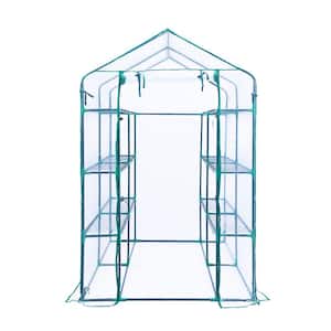 5.5 ft. L x 4 ft. W Green 3-Tier 12-Shelf Walk-In Transparent Covered Greenhouse