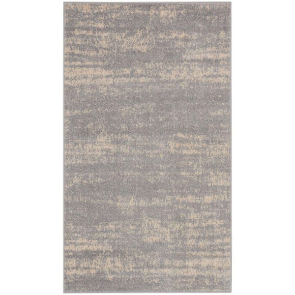 Nourison Nourison Essentials Grey Beige 3 ft. x 5 ft. Abstract Contemporary Area Rug