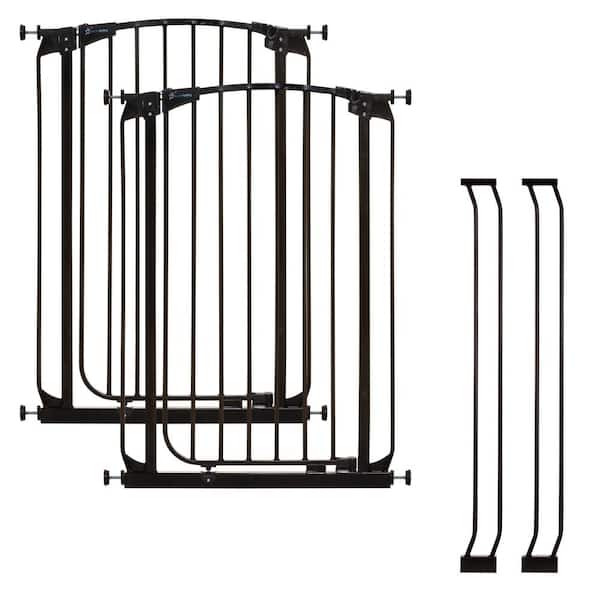 Dreambaby Chelsea 39.4 in. H Extra Tall Auto-Close Security Gate in Black Value Pack with 2 Gates and 2 Extensions