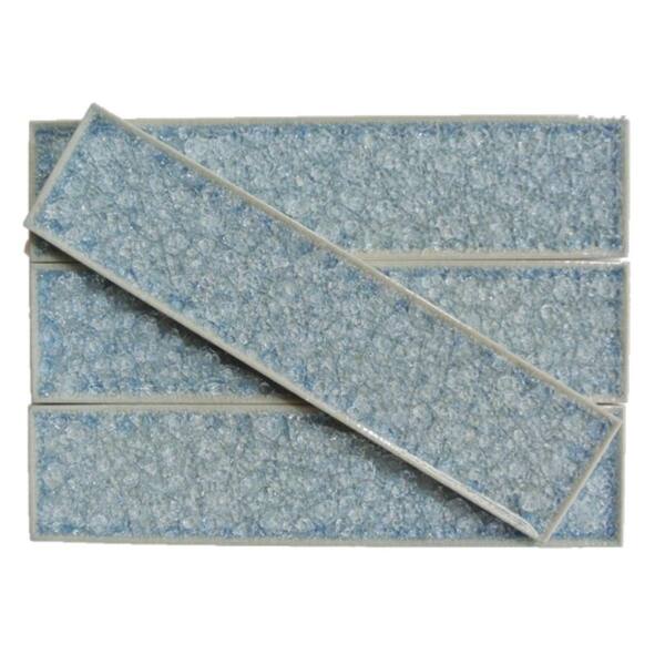 Ivy Hill Tile Roman Selection Iced Blue Glass 2 in. x 8 in. Mosaic Tile Sample