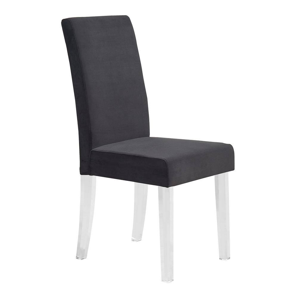 High Parsons 40'' Black Velvet Side Chair with Acrylic Legs