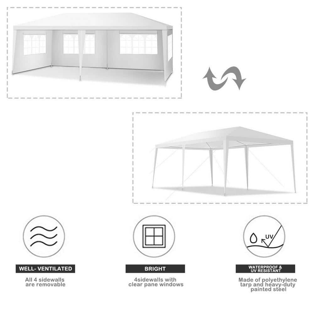 White 10' x 20' Outdoor Canopy Tent with Removable Walls