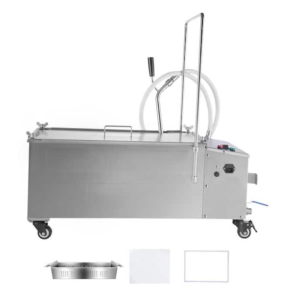 58 qt. Portable Oil Filtering Unit, 55 L Tank, 10 L/min Filtering Speed, with Casters & Oil Hose, Ideal for Food Venues