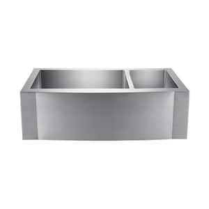 Cervantes Farmhouse Apron Front Stainless Steel 33 in. 70/30 Double Bowl Kitchen Sink