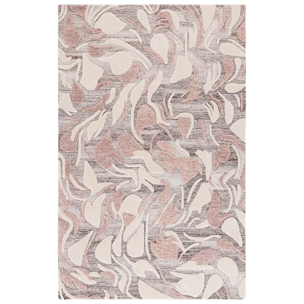 Jardin 3 ft. x 5 ft. Pink/Ivory High-Low Abstract Floral Area Rug