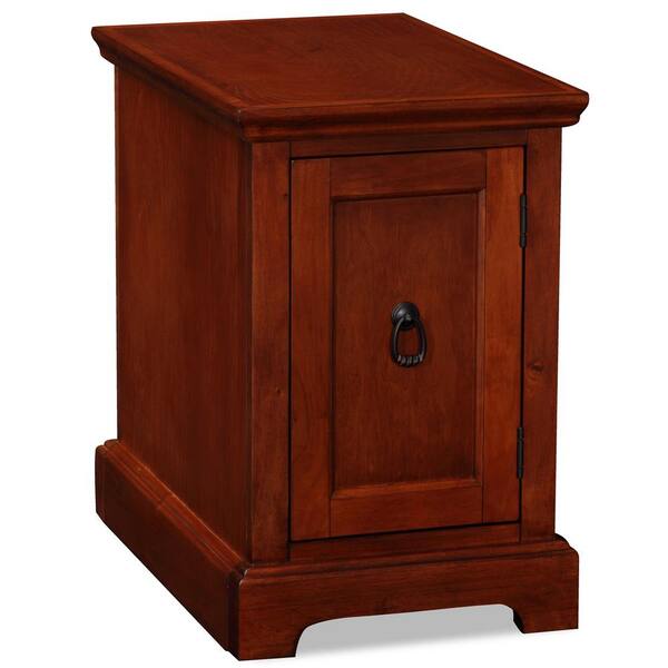 End Table Vintage Side Cherry Wood Night Stand Storage Cabinet Shelf Iron New 