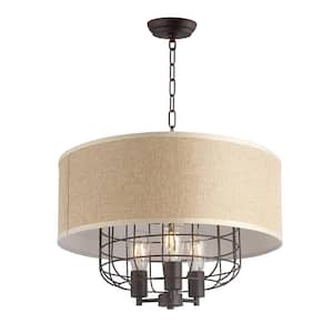 Judy Ann 10-Light Brown No Decorative Accents Bulb;Shaded Drum Chandelier for Living Room
