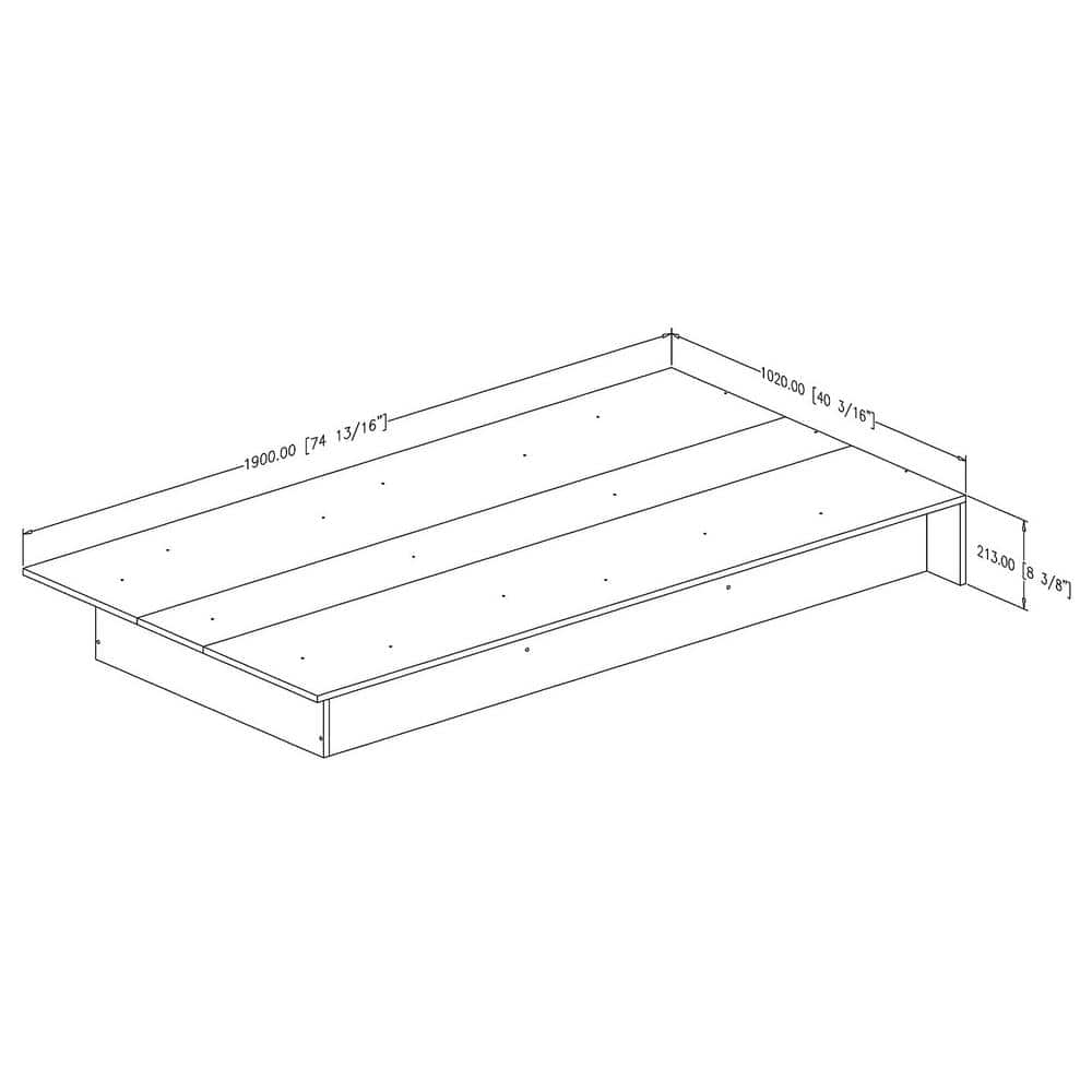 Gray Oak Twin Platform Bed with Drawer and Slats