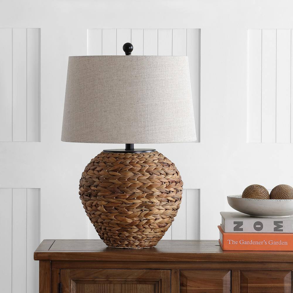 Coastal Cottage 24.5" White Painted LED Table Lamp with Linen Shade