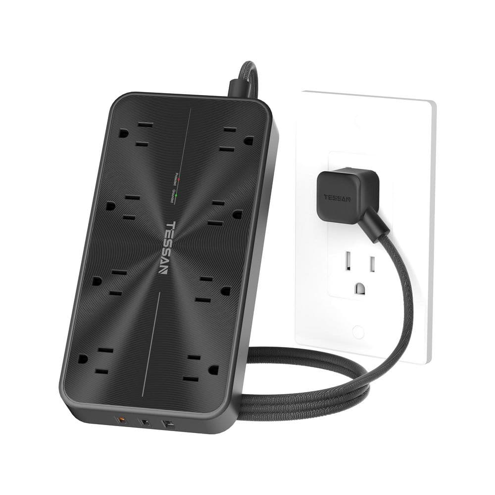 TESSAN 8-Outlet Power Strip 1050J Surge Protector with 3 USB Ports