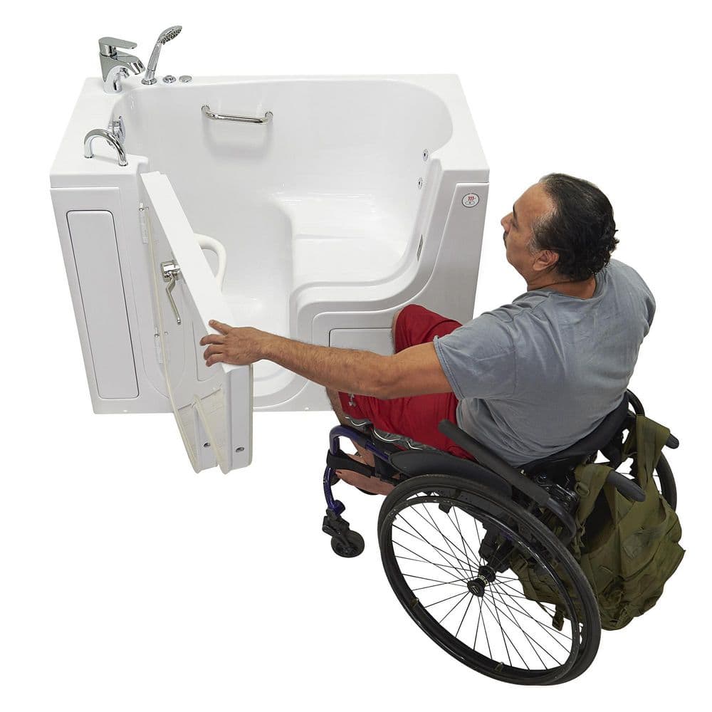 Wheelchair Accessible 26" x 52" White Acrylic Walk-In Bathtub