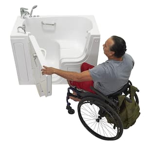 Wheelchair Transfer 26 52 in. Acrylic Walk-In Whirlpool Bathtub in White, Fast Fill Faucet, Heated Seat, LHS Dual Drain