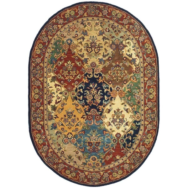 SAFAVIEH Heritage Multi/Burgundy 5 ft. x 7 ft. Oval Border Area Rug