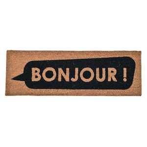Brown and Black Bonjour Sheltered 30 in. x 10 in. Front Long Door Mat Coir Coco Fibers