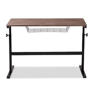 Anisa 39 in. W Walnut and Black Wood Desk with Adjustable Height